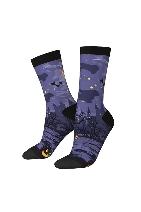 Mystery House Halloween Night Crew Socks for Men & Women, Breathable Casual Athletic Ankle Socks