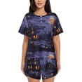 thumbnail image 1 of Vsdgher Mystery House Halloween Night Pattern Womens Pajamas 2 Piece Short Sleeve Sleepwear Set,Summer Soft Pajamas Set Casual Lounge Sets, 2-Piece Pj -4X-Large, 1 of 8