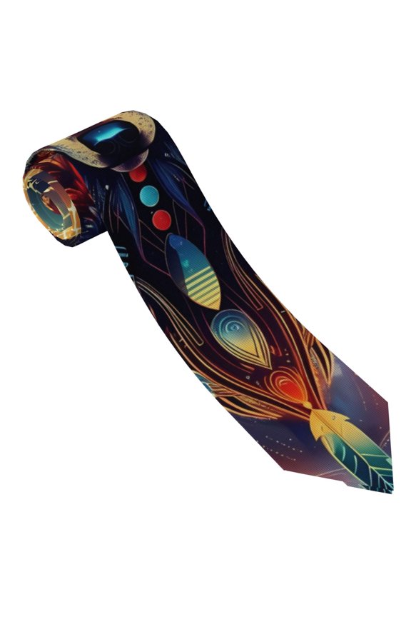 Mystic Wolf Dreamcatcher Print Ties for Men 4.7" Formal Necktie Wedding Accessory Men's Business Ties for Wedding Bussiness Work