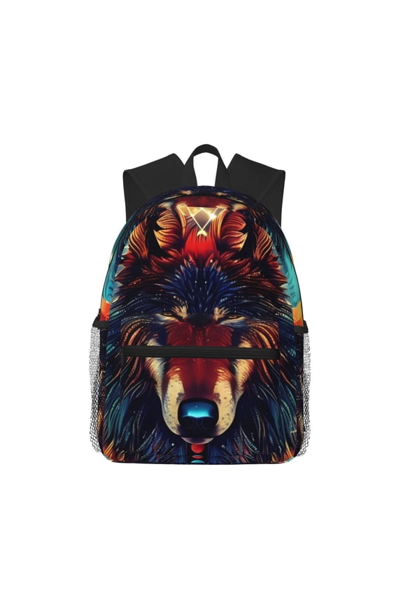 Mystic Wolf Dreamcatcher Unisex Large Capacity Bookbag, Schoolbag, Casual Daypack for High School, College, Teens, Travel, Work