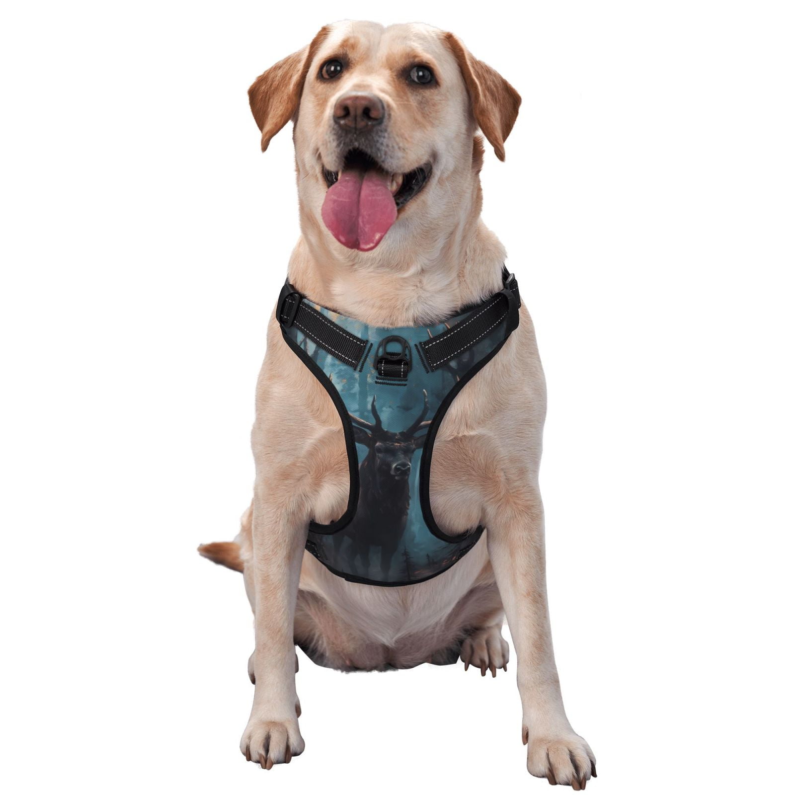 Vsdgher Mystical Forest Elk Dog Harness, No-Pull Pet Harness, Dog Vest, Pet Vest for Small to Large Dogs-Large