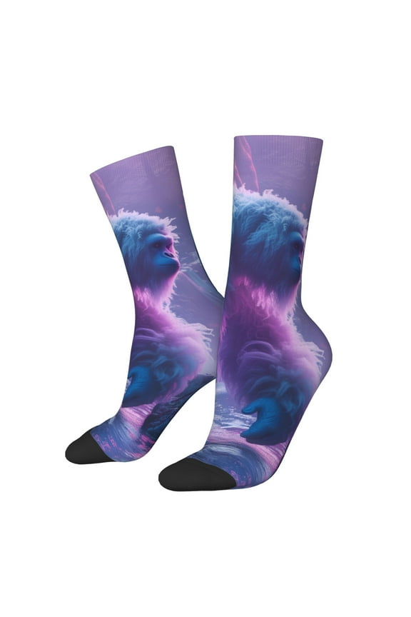 Mystical White gorilla Jungle Crew Socks for Men & Women, Breathable Casual Athletic Ankle Socks
