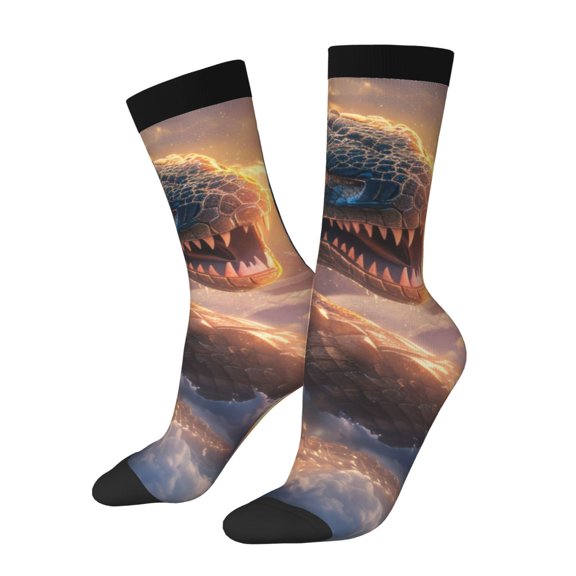 Vsdgher Mythical Serpent Mountain Sunrise Crew Socks for Men & Women, Breathable Casual Athletic Ankle Socks