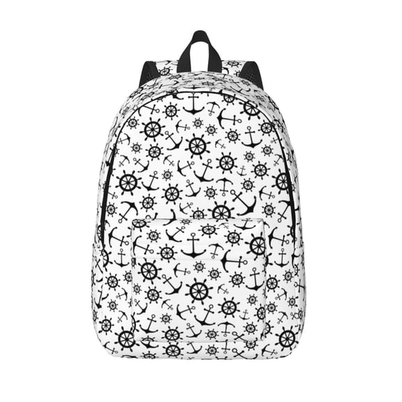 Vsdgher Nautical Themed Simple Anchors Print Canvas Backpack Travel Rucksack Unisex Knapsack 15.7/17.7Inch Laptop Backpack for Work,College -Small