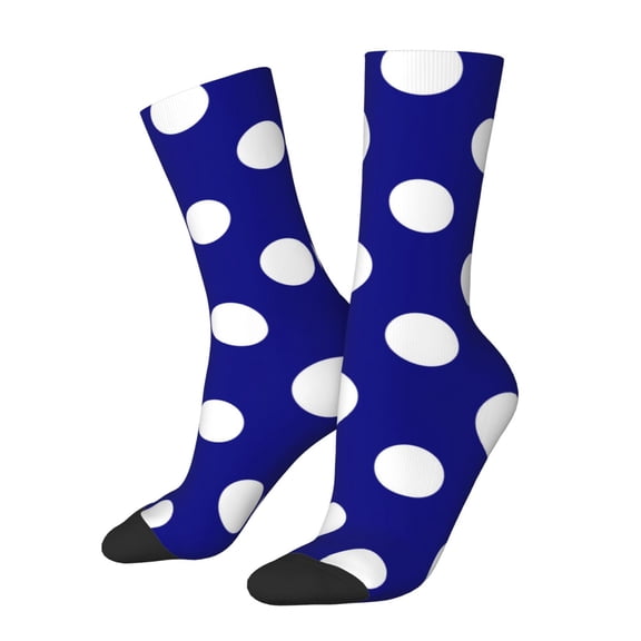 Vsdgher Navy And White Polka Dot Crew Socks for Men & Women, Breathable Casual Athletic Ankle Socks
