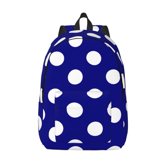 Vsdgher Navy And White Polka Dot Print Canvas Backpack Travel Rucksack Unisex Knapsack 15.7/17.7Inch Laptop Backpack for Work,College -Medium