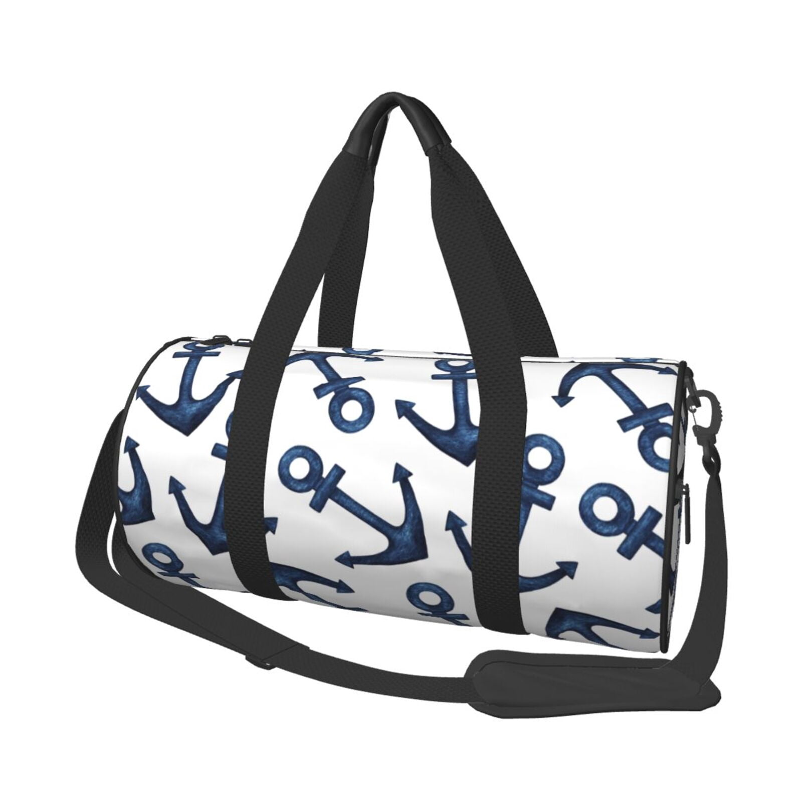 Vsdgher Navy Blue Anchor 45L Foldable Duffel Bag, Sports Gym Bag,Overnight Bag, Portable Weekender Bag for Airplanes