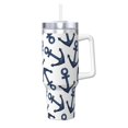 thumbnail image 1 of Vsdgher Navy Blue Anchors Pattern 40 oz Tumbler with Handle and Straw Lid | Insulated Cup Reusable Stainless Steel Water Bottle Travel Mug | Gifts for Women Men Him Her, 1 of 8