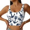 thumbnail image 1 of Vsdgher Navy Blue Anchors Print Women Sleeveless Athletic Tank Top Built-in Bra Camisole Sports Vest for Yoga Running Fitness Exercise with Removable Pads, 1 of 8
