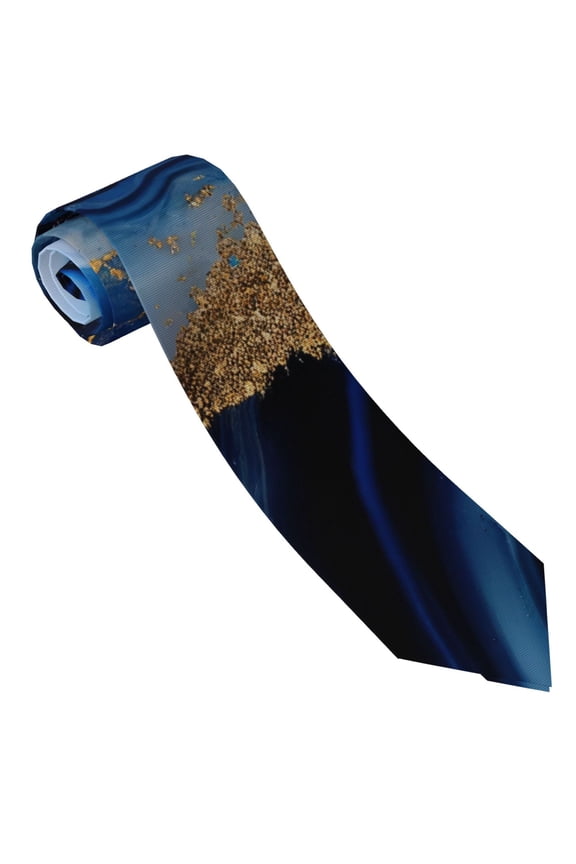 Navy Blue Marble Print Ties for Men 4.7" Formal Necktie Wedding Accessory Men's Business Ties for Wedding Bussiness Work