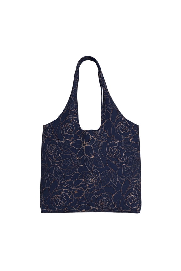 Navy Dark Blue Print canvas Tote Bag, Lightweight Cloth Bags, Suitable for shopping, groceries, travel