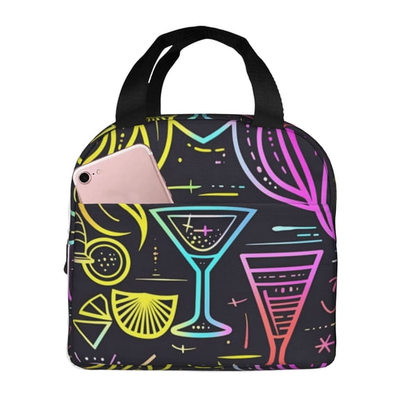 Vsdgher Neon Bar Drinks Lunch Bag, Lunch Box for Women Adult Men, Lunch Tote Insulated Cooler Lunch Container for Work/Office/Picnic/Travel
