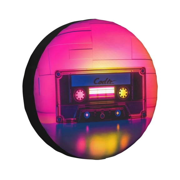 Vsdgher Neon Cassette Tape for Spare Tire Cover, Tire Wheel Protector Wheel Cover Fit for Truck,Trailer,RV,SUV,Camper and Most Vehicle-14 inch