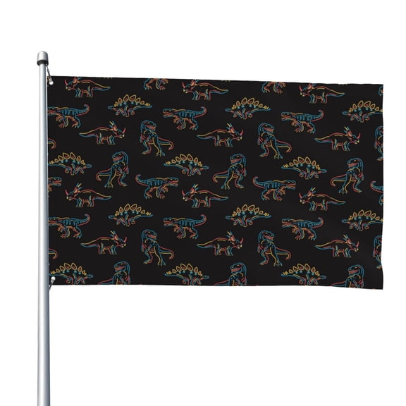 Vsdgher Neon Dinosaur Print Outdoor Decorative Flag 4x6ft, Suitable for outdoor decoration, can be hung indoors, on outdoor lawns, balconies, parties