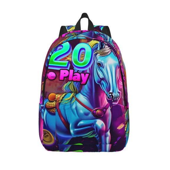 Vsdgher Neon Free Play Print Canvas Backpack Travel Rucksack Unisex Knapsack 15.7/17.7Inch Laptop Backpack for Work,College -Small