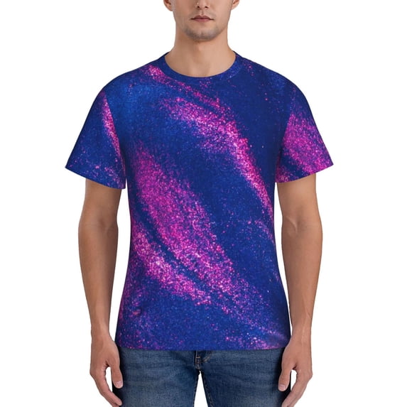 Vsdgher Neon Gradient Blue Print Men's Dry Fit Mesh Athletic Shirts Moisture Wicking Tennis T-Shirt Tops