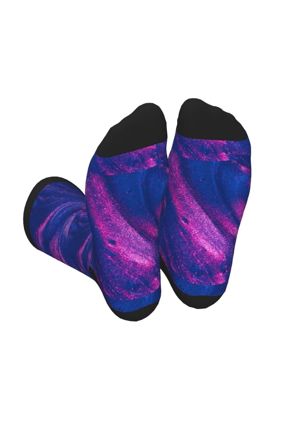 Neon Gradient Blue Unisex Crew Socks Lightweight Breathable Ventilation Ankle Socks, Mid-calf socks for Daily