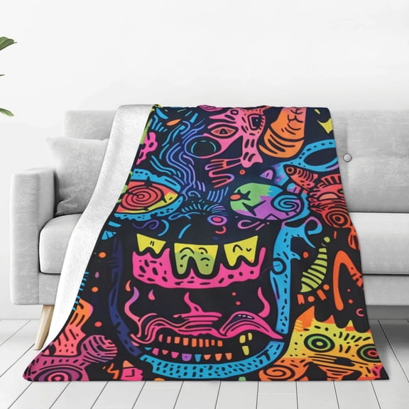 Vsdgher Neon Graffiti Urban Art Ultra-Soft Micro flannel Blanket Throw Blankets for Couch Sofa, Bed (4 sizes)-40"x30"