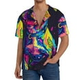 thumbnail image 1 of Vsdgher Neon Pop Art Pitbull Men's Cuban Shirt, Hawaiian Shirts, Business Casual Button Down Shirts, Short Sleeve Shirt-X-Large, 1 of 5