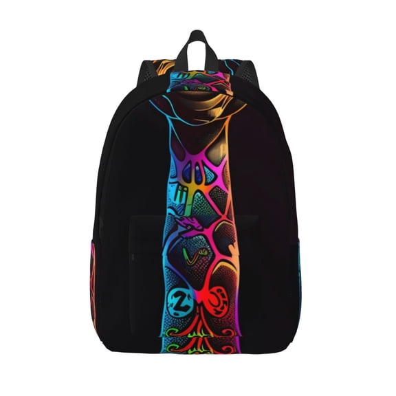 Vsdgher Neon Psychedelic Giraffe Print Canvas Backpack Travel Rucksack Unisex Knapsack 15.7/17.7Inch Laptop Backpack for Work,College -Small