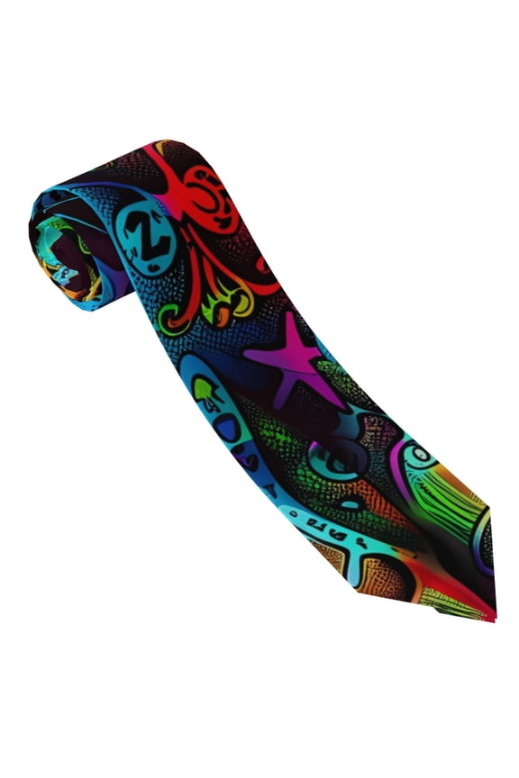 Neon Psychedelic Giraffe Print Ties for Men 4.7" Formal Necktie Wedding Accessory Men's Business Ties for Wedding Bussiness Work