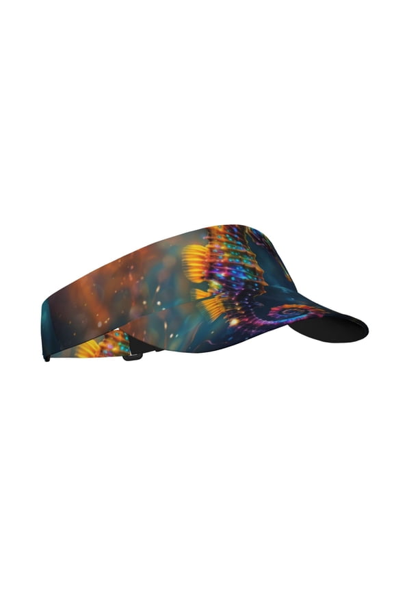 Neon Seahorse Underwater Realm Print Adult Sunscreen Visor Cap,1 Piece of Sport Sun Visor Hats Adjustable Sun Hat for Outdoor Activities Fits for Women and Men (One Size)