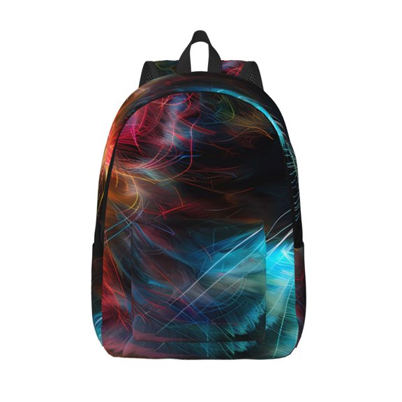Vsdgher Neon Spectrum Cat Portrait Print Canvas Backpack Travel Rucksack Unisex Knapsack 15.7/17.7Inch Laptop Backpack for Work,College -Medium