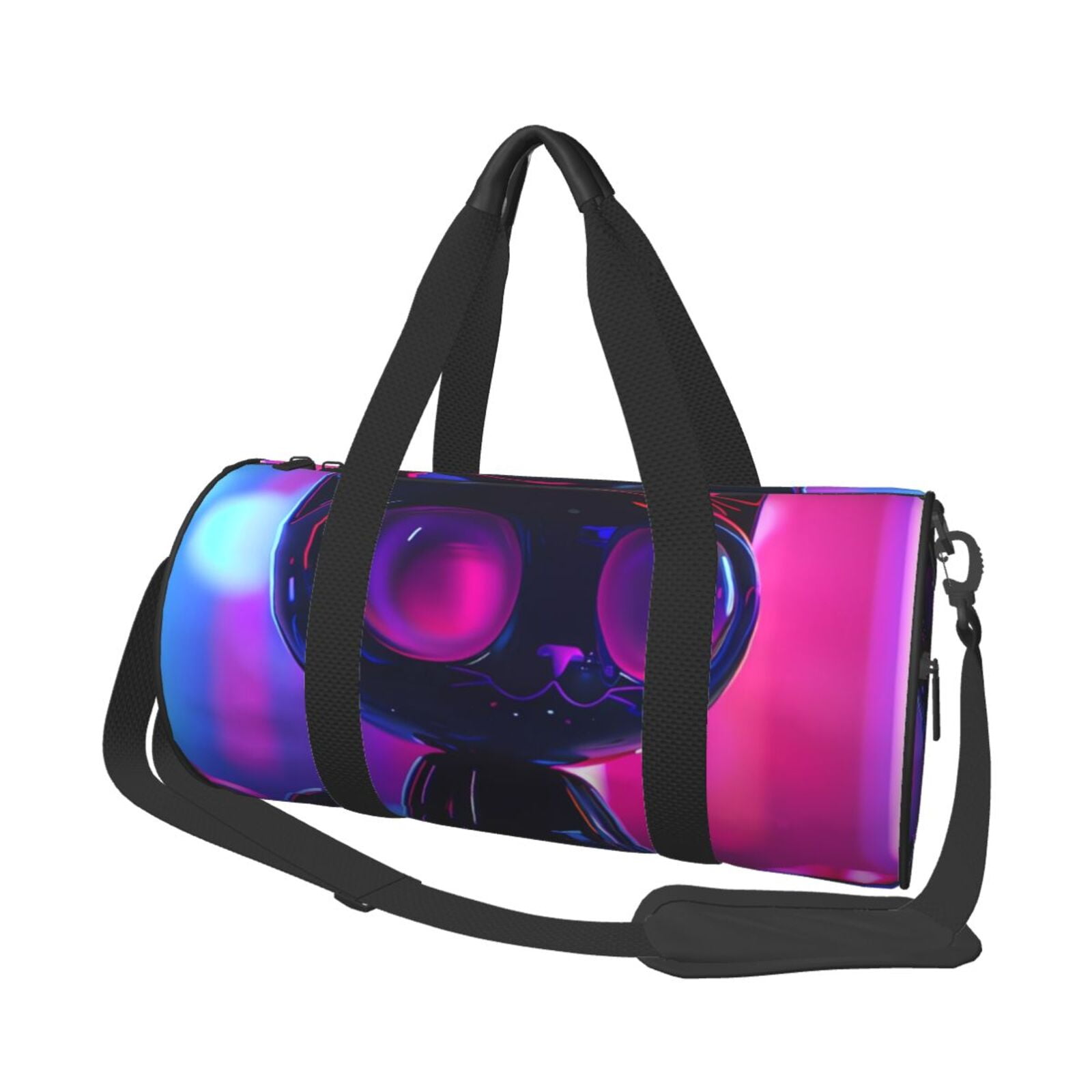 Vsdgher Neon Toy Cat Reflections 45L Foldable Duffel Bag, Sports Gym Bag,Overnight Bag, Portable Weekender Bag for Airplanes