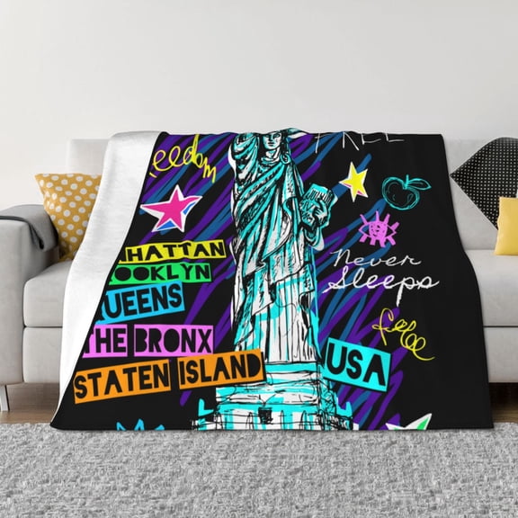 Vsdgher New York City Pattern Fleece Throw Blanket, Horizontal Fleece Bedding Home Decor for Couch & Bed All Season Use -40"x30"