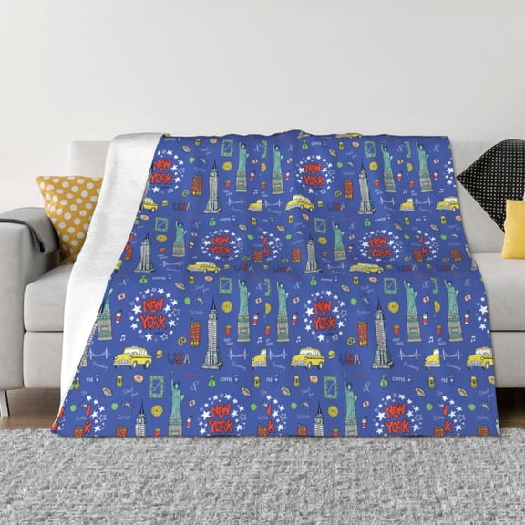 Vsdgher New-York City Pattern Fleece Throw Blanket, Horizontal Fleece Bedding Home Decor for Couch & Bed All Season Use -80"x60"
