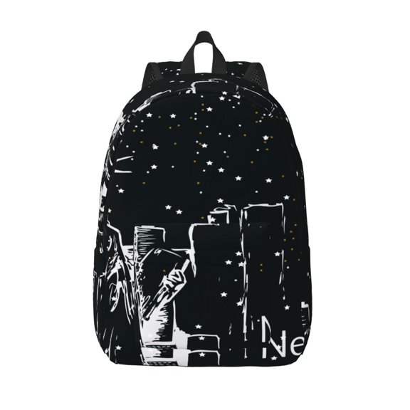 Vsdgher New York City1 Print Canvas Backpack Travel Rucksack Unisex Knapsack 15.7/17.7Inch Laptop Backpack for Work,College -Medium