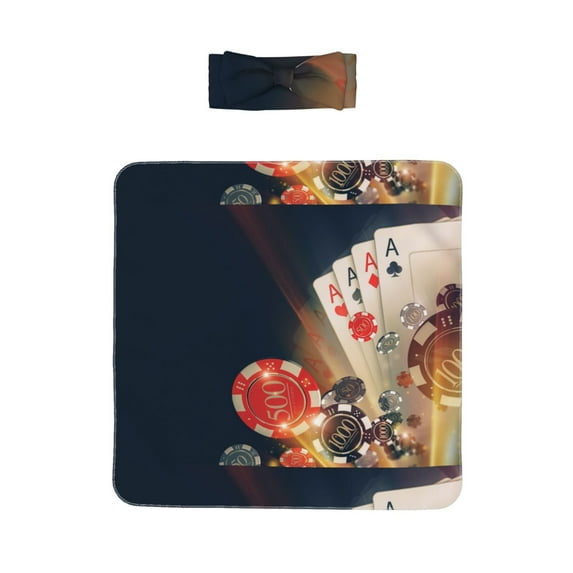 Vsdgher Newborn Receiving Blanket Headband Set Poker Chips Print Print Baby Swaddle Receiving Blankets
