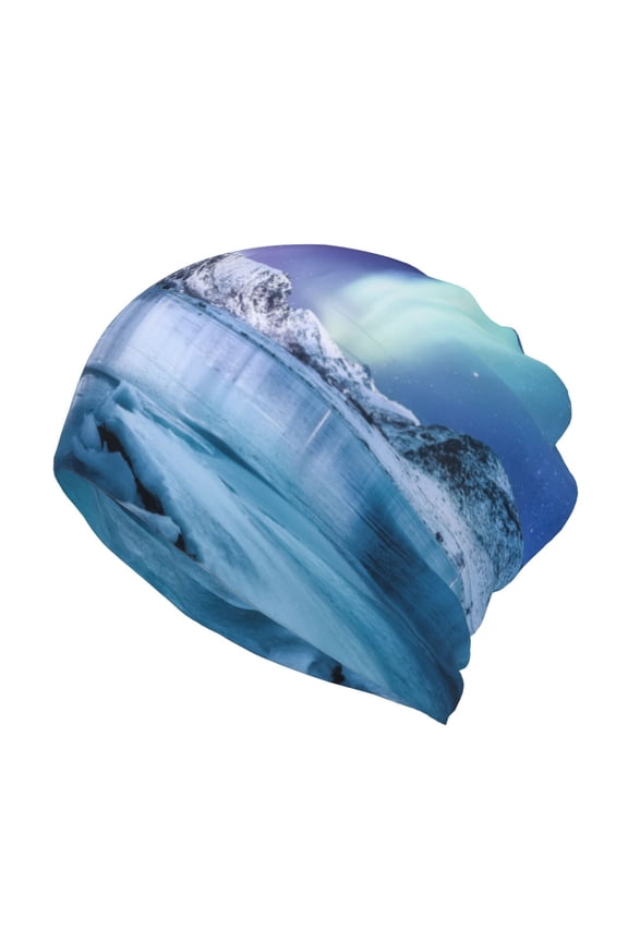 Night At Lake Aurora 1 Slouchy Beanie Hat for Men/Women, Skull Cap Chemo Cap Night Sleeping Cap