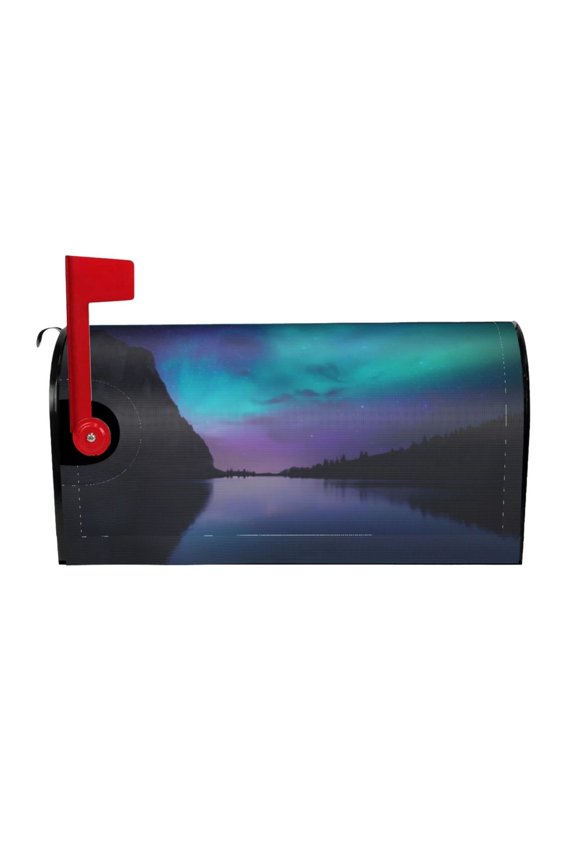Night At Lake Aurora Mailbox Cover Magnetic Mailbox Wraps Post Letter Box Cover for Garden Yard Home Decor 2 Sizes-21x18 in