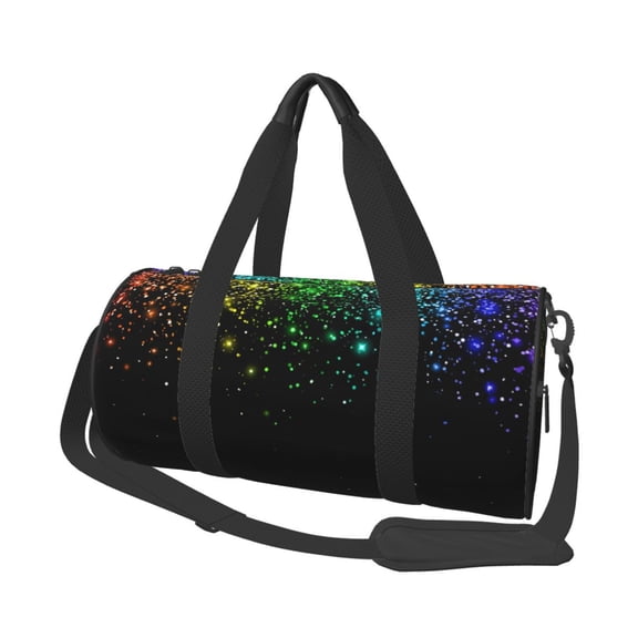 Vsdgher Night Rainbow Sparkles 45L Foldable Duffel Bag, Sports Gym Bag,Overnight Bag, Portable Weekender Bag for Airplanes