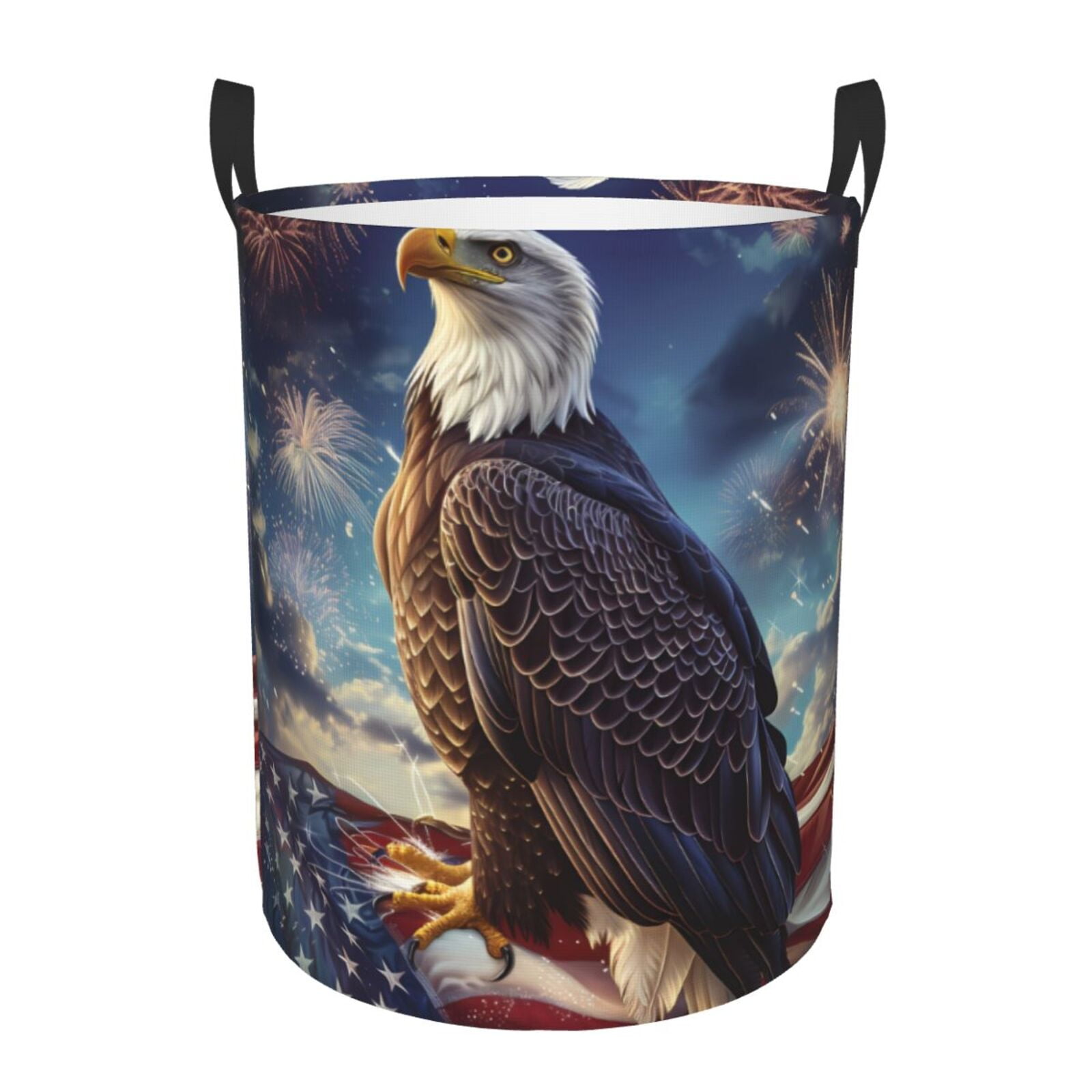 Vsdgher Night Sky Bald Eagle Waterproof Round Collapsible Large Laundry ...