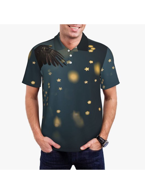 North American Bald Eagle Polo Shirts for Men, Men's Short Sleeve Stretch Polo Shirt, Shirts for Men-Medium