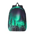 thumbnail image 1 of Vsdgher Northern Lights 2 Print Canvas Backpack Travel Rucksack Unisex Knapsack 15.7/17.7Inch Laptop Backpack for Work,College -Small, 1 of 5