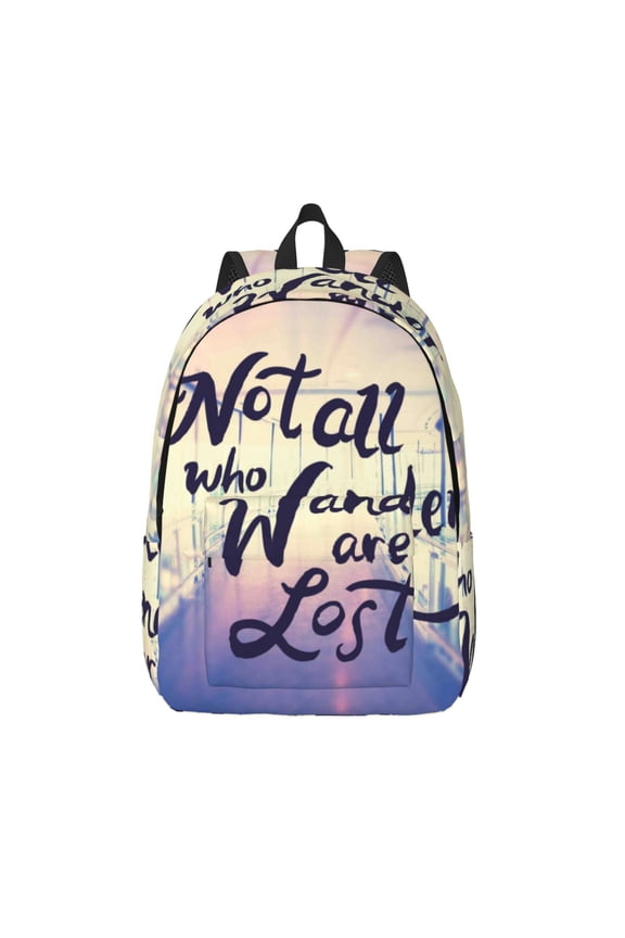 Not All Those Who Wander Are Lost Print Canvas Backpack Travel Rucksack Unisex Knapsack 15.7/17.7Inch Laptop Backpack for Work,College -Small