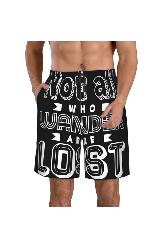 Not All Who Wander Are Lost 2 Men's Beach Shorts, Surfing shorts, Swim trunks, Quick Dry Swim Trunks for Surfing Beach Fun -3X-Large