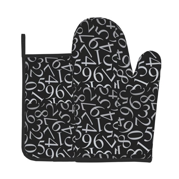 Vsdgher Numbers Oven Mitts and Pot Holders 2 pcs Set,High Heat Resistant Kitchen Oven Glove for Baking and Cooking