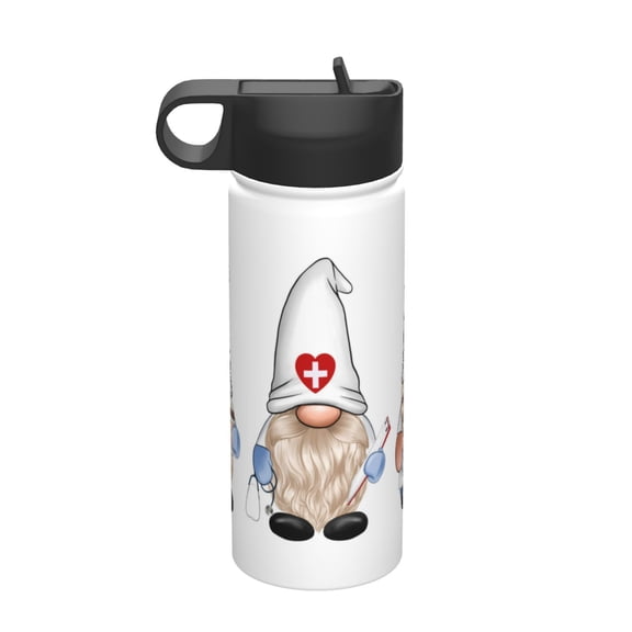 Vsdgher Nurse doctor gnome for Insulated Stainless Steel Water Bottle,18oz Sports Water Bottle Stainless Steel Reusable Tumbler for Sports, Travel, and School