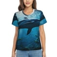 thumbnail image 1 of Vsdgher Ocean Dolphin Fish School Women Shirts V Neck Short Sleeve Tops T-Shirt Basic Tees, S to 3XLSmall, 1 of 5