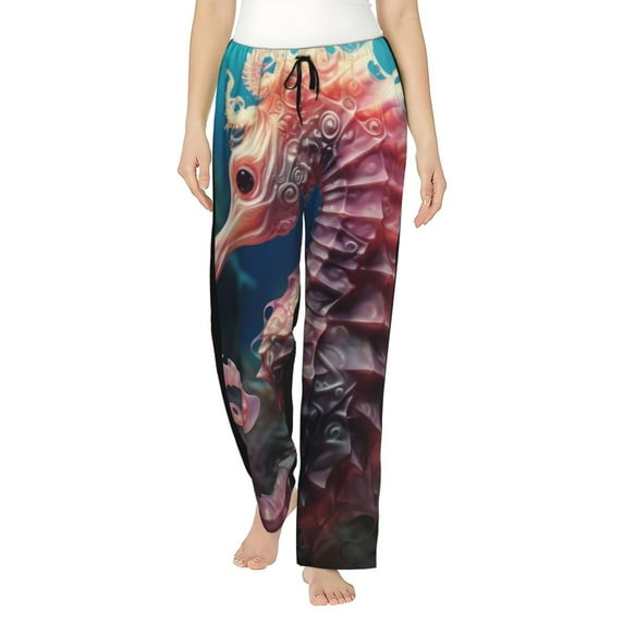 Vsdgher Ocean Seahorse Women’s Womens Pajama Pants, Lounge Wide Leg PantsLounge Pants,Sleep Bottoms, Lounge for Women-X-Large