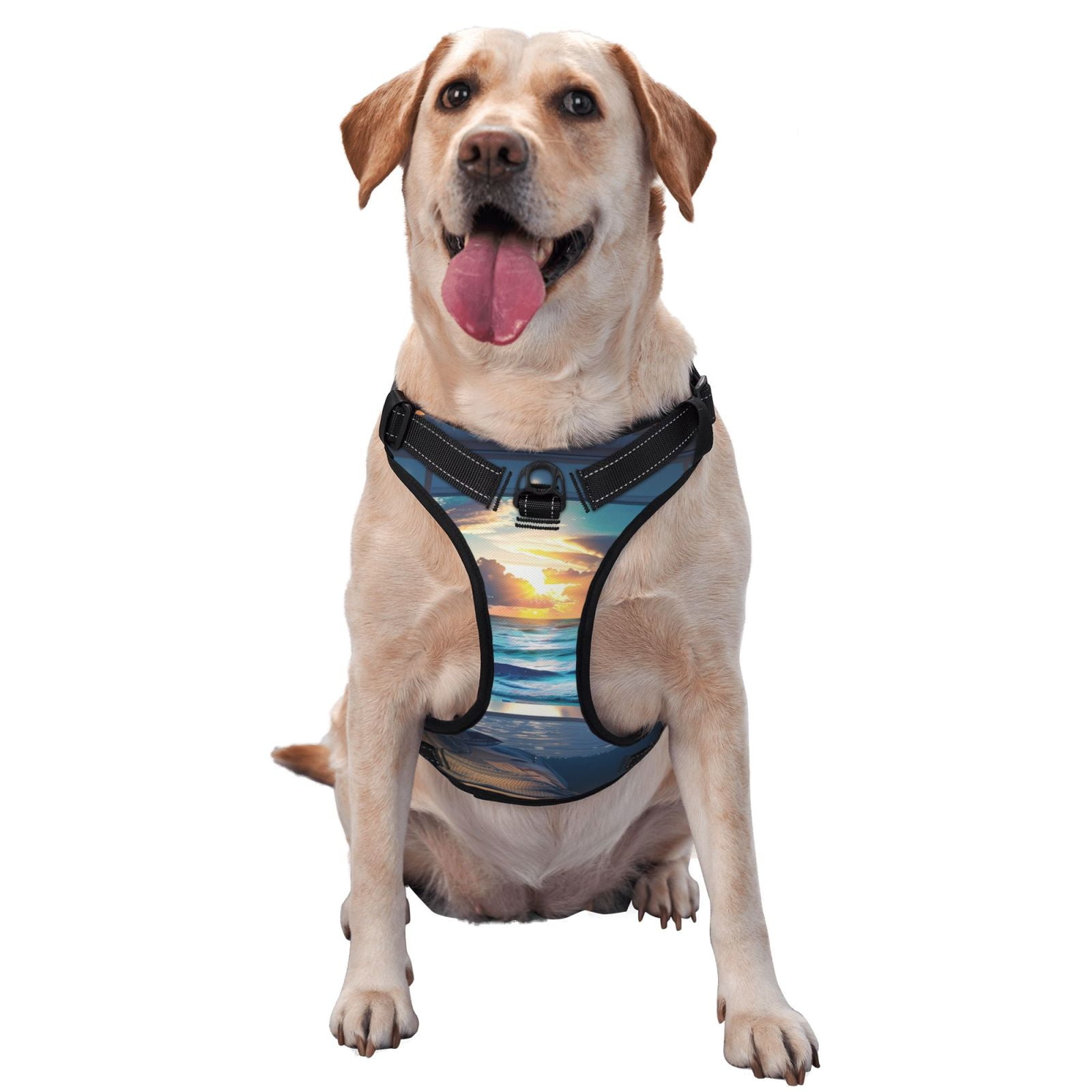 Vsdgher Ocean View Bedroom Dog Harness, No-Pull Pet Harness, Dog Vest, Pet Vest for Small to Large Dogs-Medium