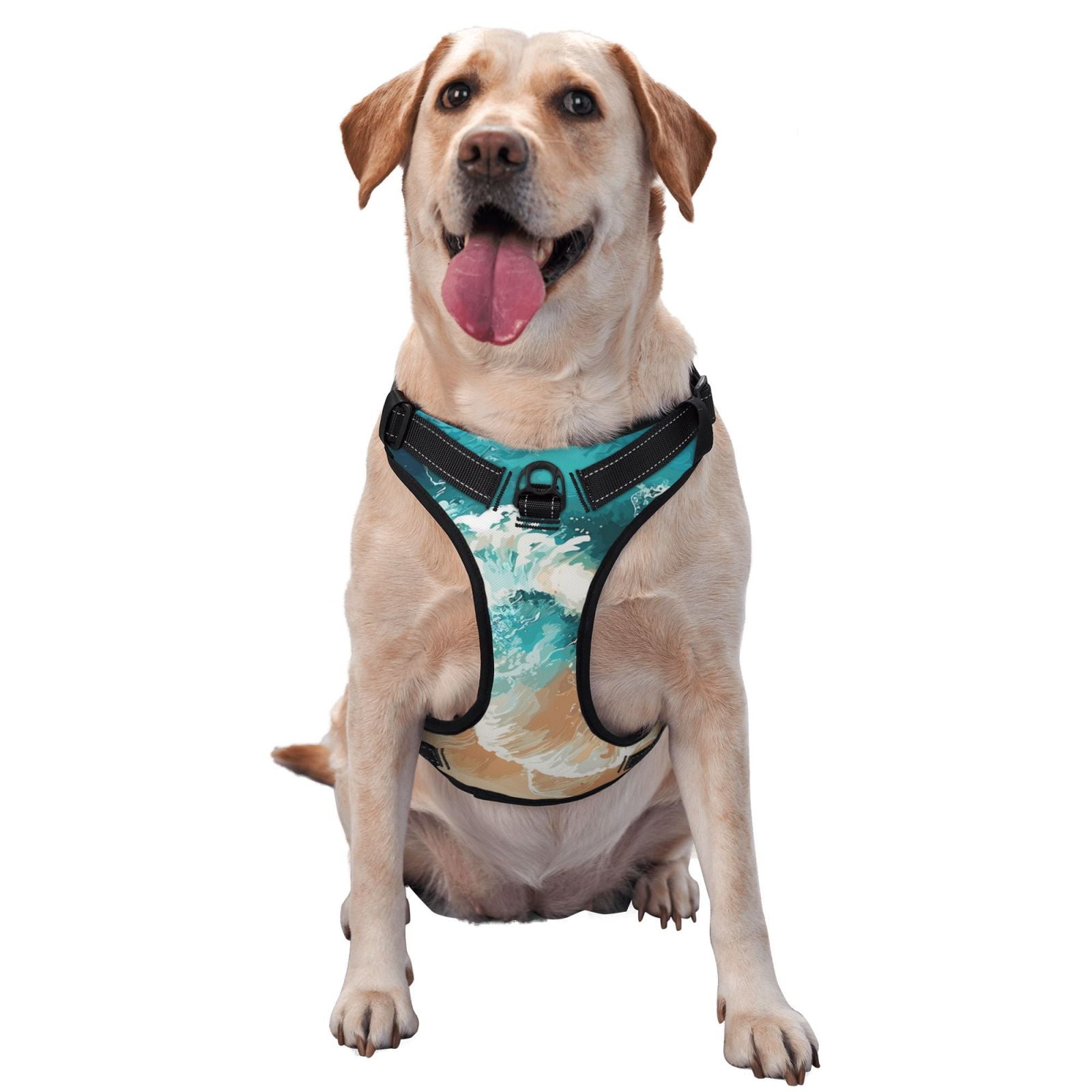 Vsdgher Ocean Wave Crash Dog Harness, No-Pull Pet Harness, Dog Vest, Pet Vest for Small to Large Dogs-X-Large