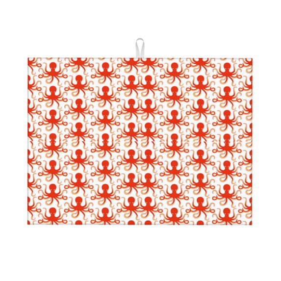 Vsdgher Octopuses1 Dish Drying Mat Super Absorbent Drying Mat Large Dish Drying Mats for Kitchen Counter Kitchen Drying Mat 24" x 18"