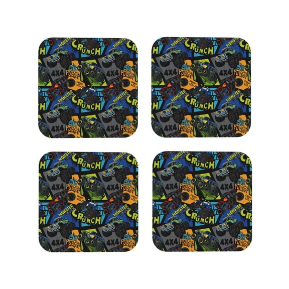 Vsdgher Off-Road Vehicle Leather Coasters for Drinks, Durable Drink Coasters 4 Set for Tabletop Protection, Luxurious Home Décor and Housewarming Gift ( {designName})Square