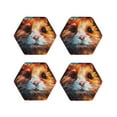 thumbnail image 1 of Vsdgher Oil Painting Colorful Hamster Leather Coasters for Drinks, Durable Drink Coasters 4 Set for Tabletop Protection, Luxurious Home Décor and Housewarming Gift ( {designName})Hexagon, 1 of 6