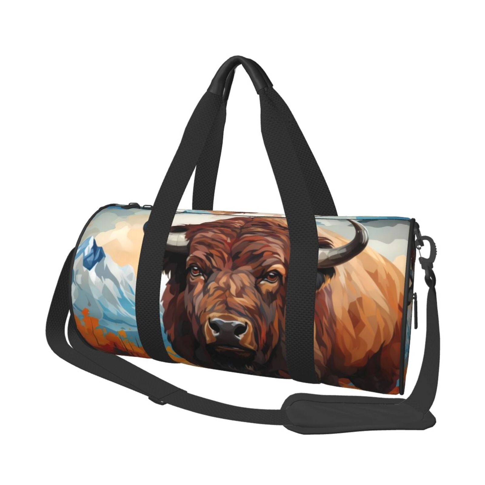 Vsdgher Oil Painting Style Iceberg Yak 45L Foldable Duffel Bag, Sports Gym Bag,Overnight Bag, Portable Weekender Bag for Airplanes